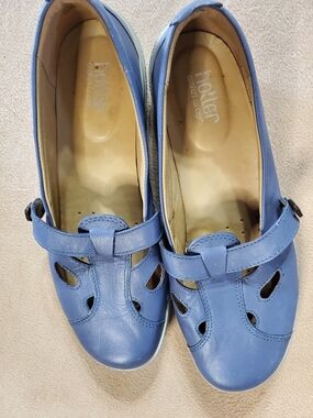 Hotter Blue Leather Mary Jane Flats
